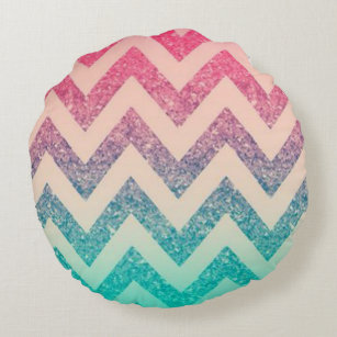 Cool Trendy  Ombre Zigzag Chevron Pattern Round Pillow
