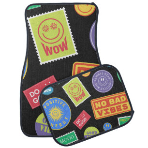 Cool Trendy Patches Design. Abstract background wi Car Floor Mat