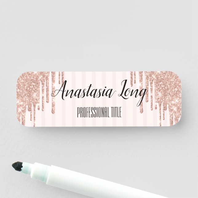 Cool Trendy Pink Glitter  Name Tag (In Situ)