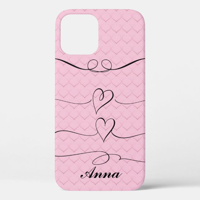 Cool Trendy Pink Heart Love Case-Mate iPhone Case (Back)