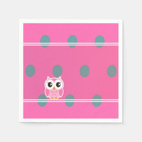 Cool Trendy Polka Dots With Cute Owl Napkins