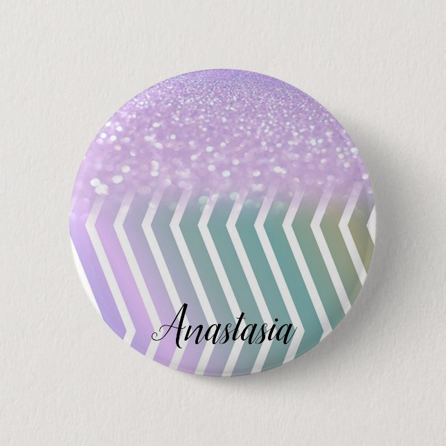 Cool Trendy Purple Glitter  Button (Front)