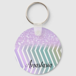 Cool Trendy Purple Glitter Keychain