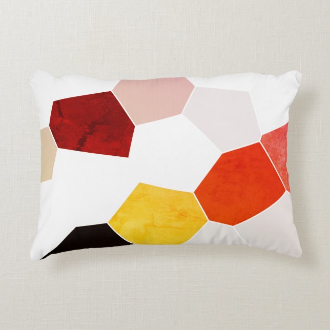 Cool Trendy Rustic Red Orange Yellow Pattern Accent Pillow (Front)