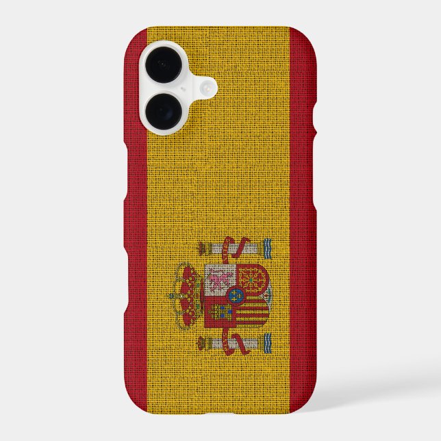 Cool trendy Spain flag burlap Iphone Case (Back)