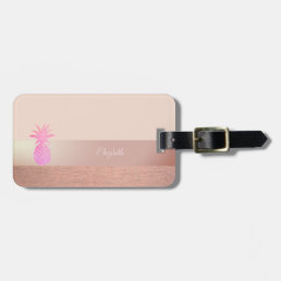 Cool Trendy Striped, Pineapple Luggage Tag