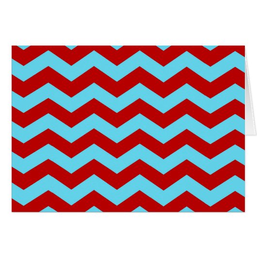 Cool Trendy Teal Turquoise Red Chevron Zigzags Cards (Front Horizontal)