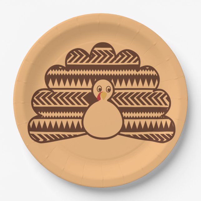 cool trendy thankful holidays turkey thanksgiving paper plates (Front)