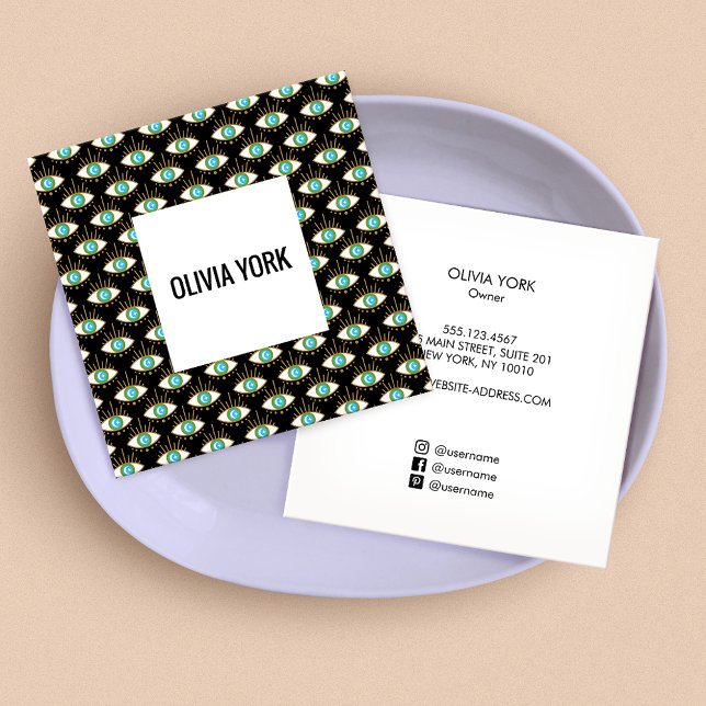 Cool Trendy Third Eye Pattern Square Business Card (Creator Uploaded)