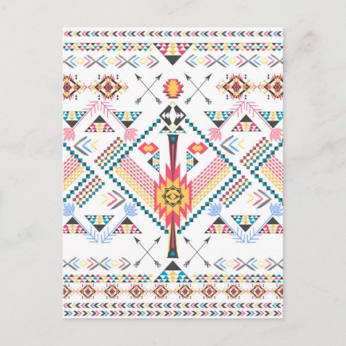 Cool trendy tribal ethnic geometric pattern postcard