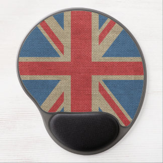 Cool trendy U.K. Union Jack Flag burlap texture Gel Mouse Pad