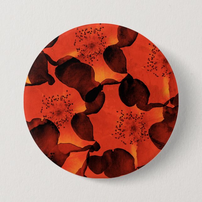 Cool, trendy, unique digital art of flower pattern button (Front)