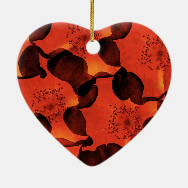 Cool, trendy, unique digital art of flower pattern ceramic ornament (Back)