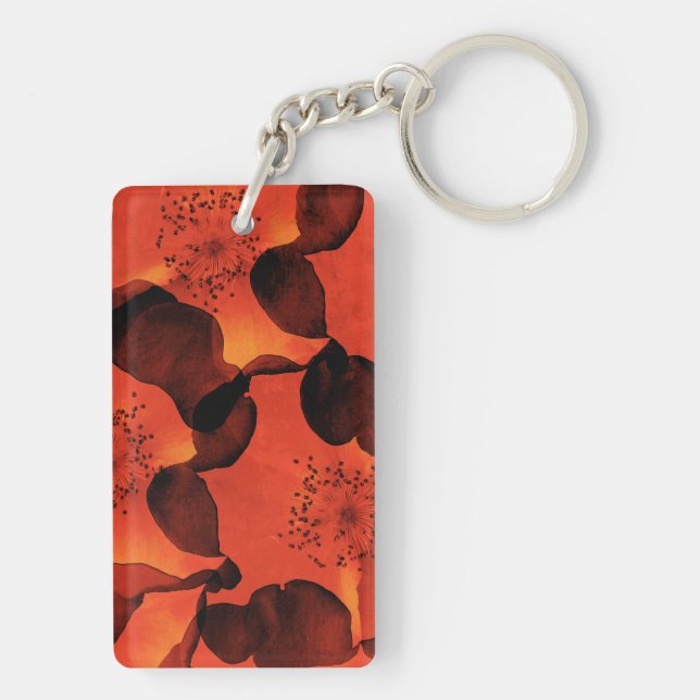 Cool, trendy, unique digital art of flower pattern keychain (Back)