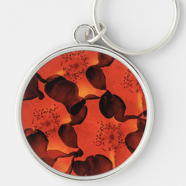 Cool, trendy, unique digital art of flower pattern keychain (Front)