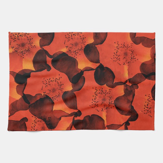 Cool, trendy, unique digital art of flower pattern kitchen towel (Horizontal)