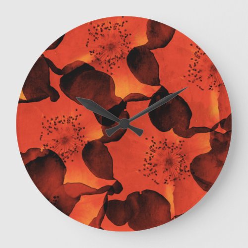 Cool trendy unique digital art of flower pattern large clock