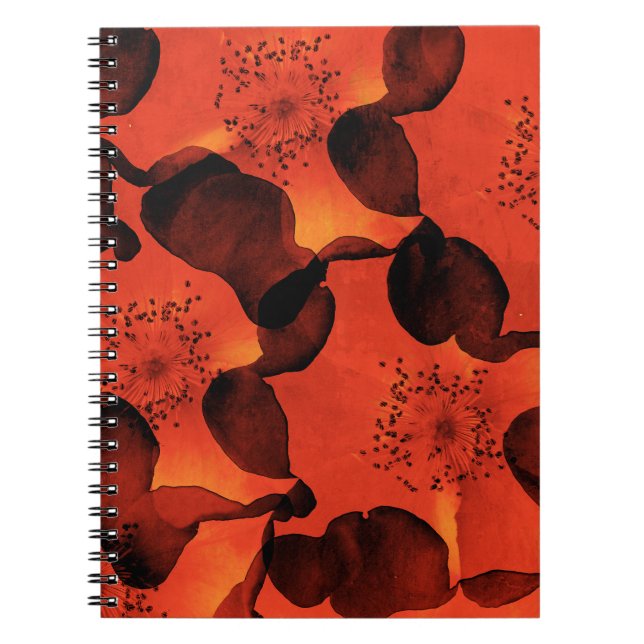 Cool, trendy, unique digital art of flower pattern notebook (Front)