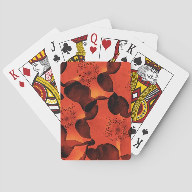 Cool, trendy, unique digital art of flower pattern poker cards (Back)