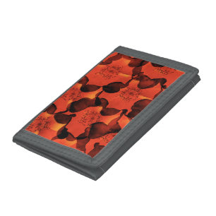 Cool, trendy, unique digital art of flower pattern tri-fold wallet