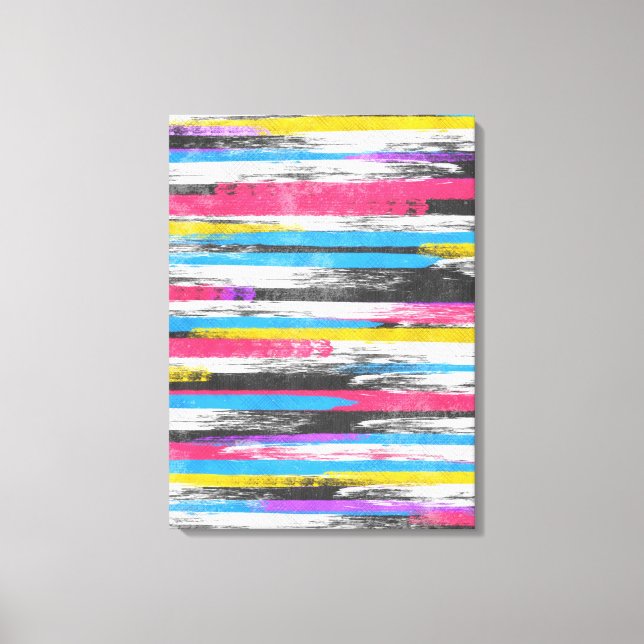 Cool trendy vibrant abstract paint stripes canvas print (Front)