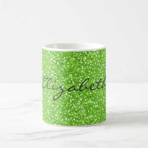 Cool trendy vibrant neon green faux glitter coffee mug