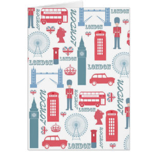 Cool trendy vintage London illustrations pattern