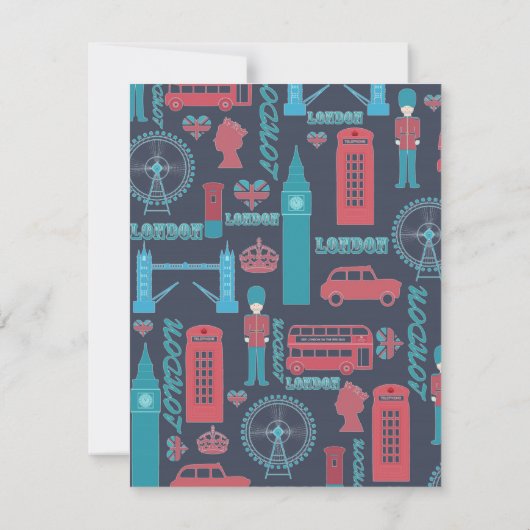 Cool trendy vintage London illustrations pattern (Back)