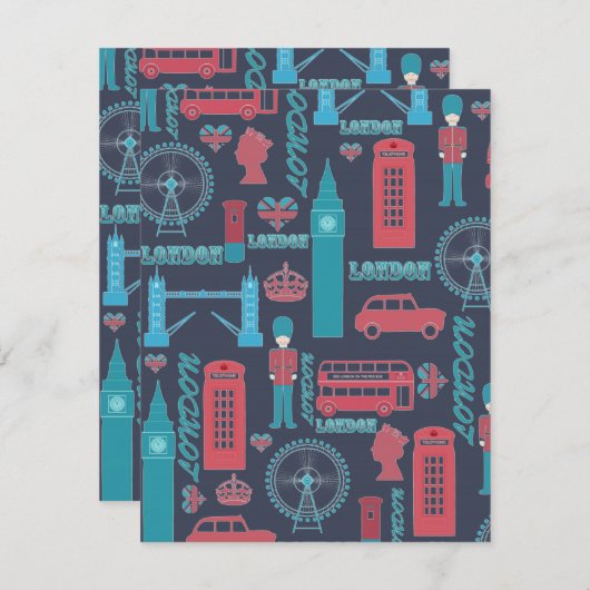 Cool trendy vintage London illustrations pattern (Front/Back)