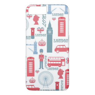 Cool trendy vintage London illustrations pattern iPhone 8 Plus/7 Plus Case