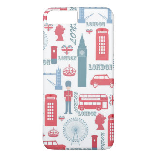 Cool trendy vintage London illustrations pattern iPhone 8 Plus/7 Plus Case