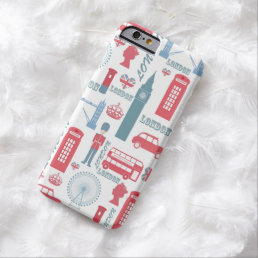 Cool trendy vintage London illustrations pattern Barely There iPhone 6 Case