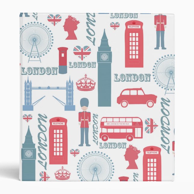 Cool trendy vintage London landmark illustrations Binder (Front)