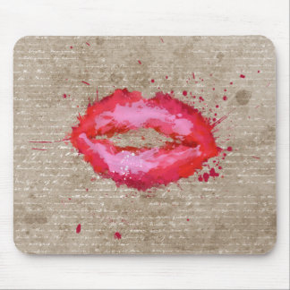 Cool trendy vintage watercolours lips splatters mouse pad