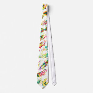 Cool trendy watercolor neon splatters feathers tie