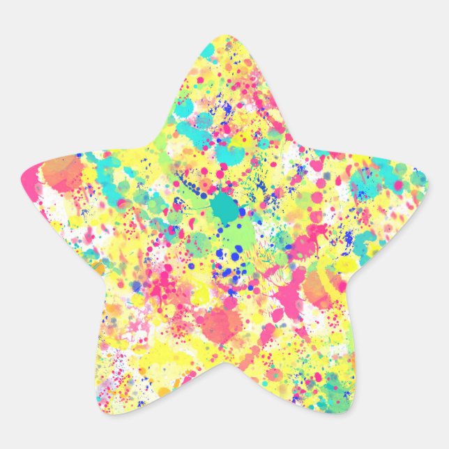 Cool trendy watercolor splatters abstract art star sticker (Front)