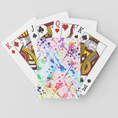 Cool Trendy Watercolor Splatters Tribal Arrows Playing Cards