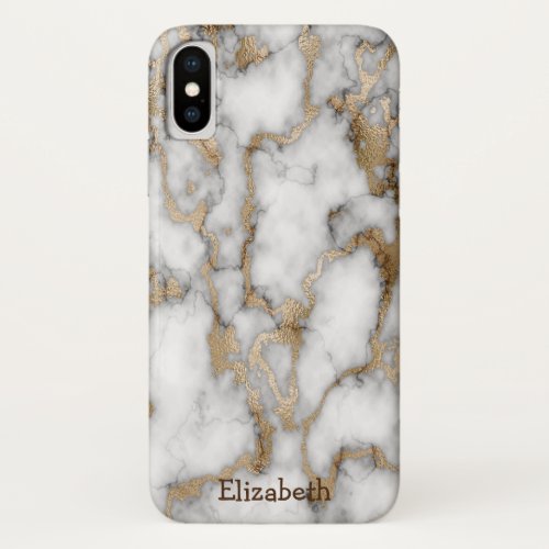 Cool Trendy White Gold Marble Texture iPhone XS Case