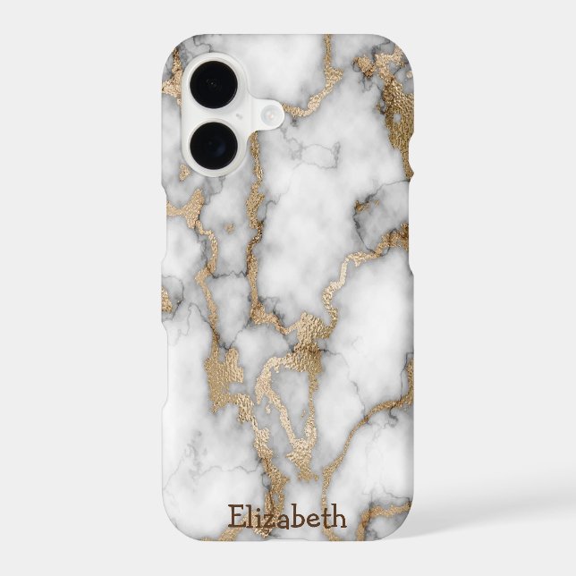 Cool Trendy White Gold Marble Texture Case-Mate iPhone Case (Back)