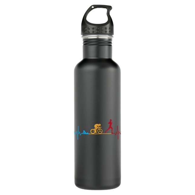 Cool Triathlon Art For Men Women Triathlete Endura Stainless Steel Water Bottle (Front)