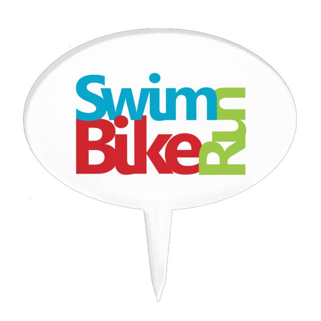 Cool Triathlon design Cake Topper (Front)