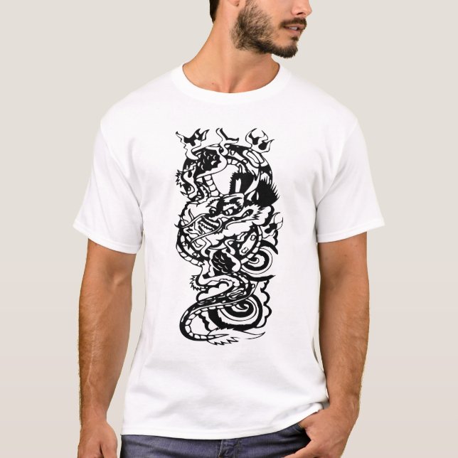Cool Tribal Dragon Tattoo Designs Custom Art Tee (Front)