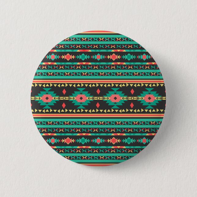 Cool tribal ethnic geometric pattern pinback button (Front)