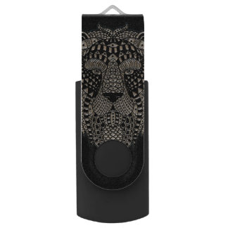 Cool Tribal Metallic Lion Head Flash Drive