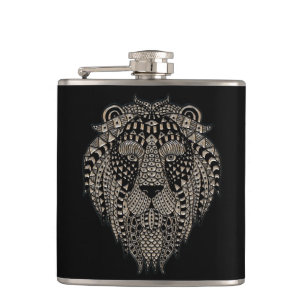 Cool Tribal Metallic Lion Head Flask