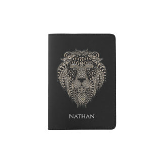 Cool Tribal Metallic Lion Head Passport Holder