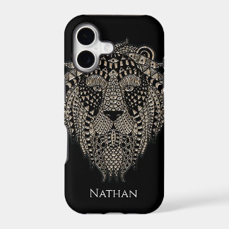 Cool Tribal Metallic Lion Head Personalised iPhone 17 Case