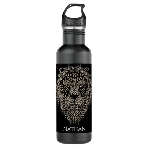 Cool Tribal Metallic Lion Head Personalised Stainless Steel Water Bottle