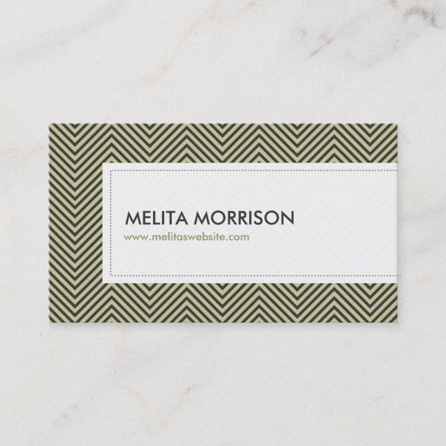 COOL TRIBAL PATTERN in Khaki/Black Business Card (Front)