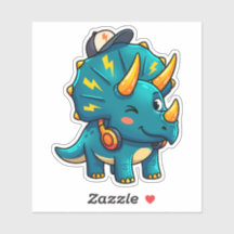 Cool Triceratops DJ, Vibrant Kids Dino Party Gift